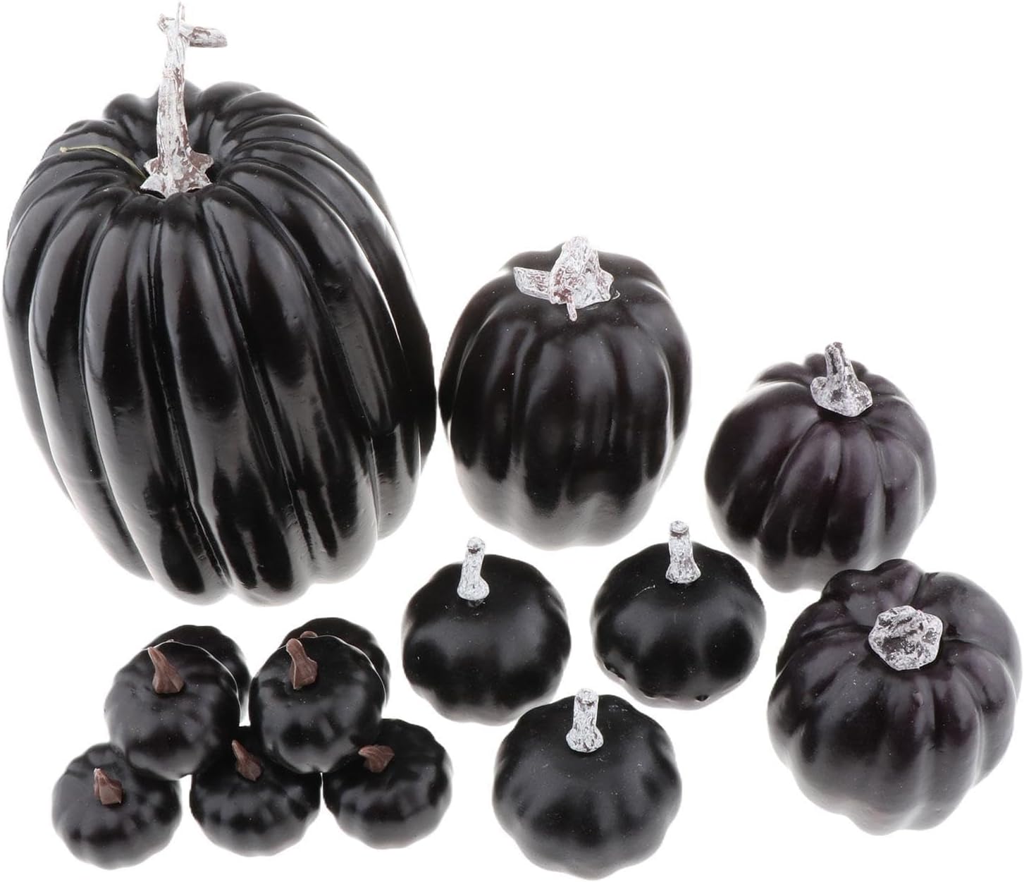 Fancyes Fake Pumpkins Foam Prop Set 14 Pieces Black