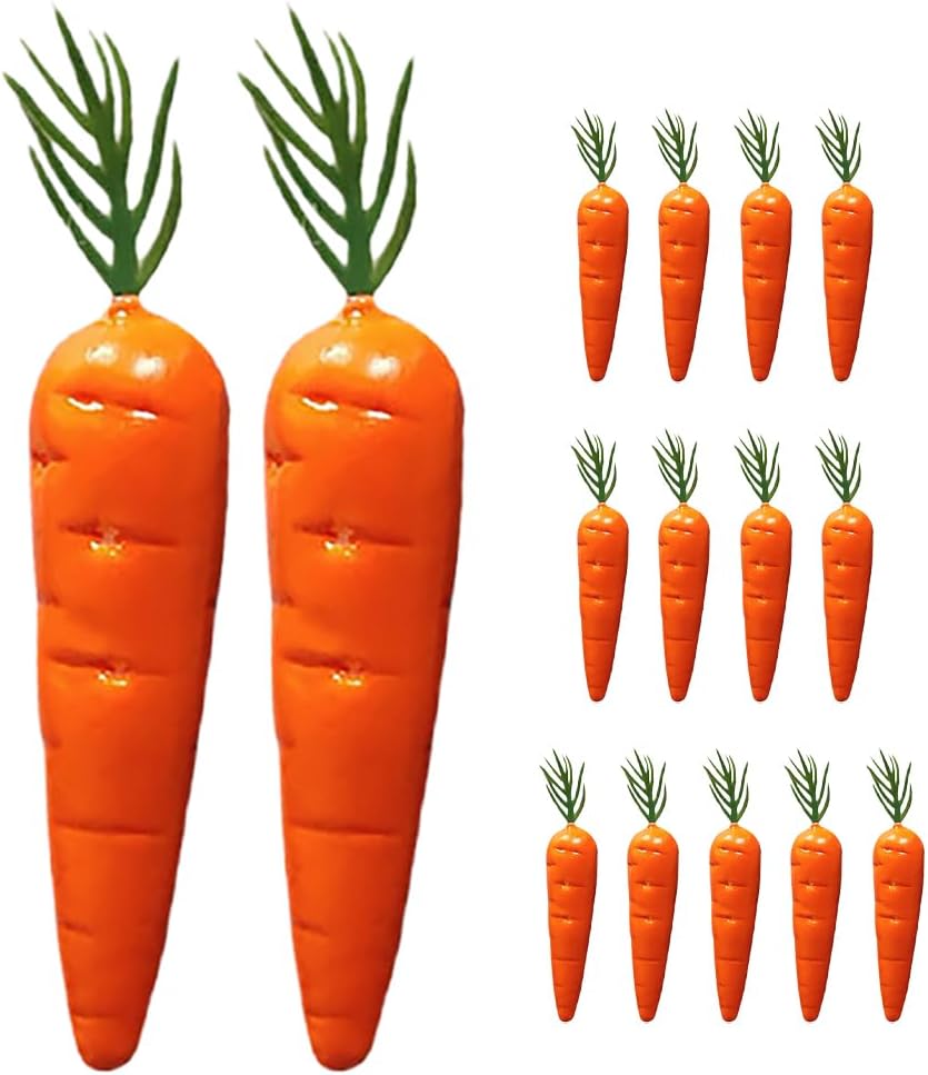 LUOZZY 15 Miniature Lifelike Carrots Artificial Vegetables Decor