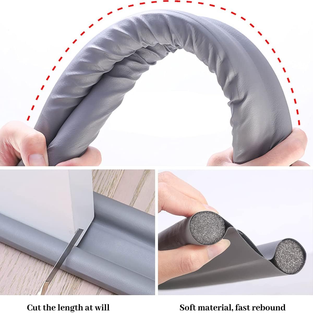 2PCS Door Draft Stopper Thermal Insulation Dustproof Cuttable Washable