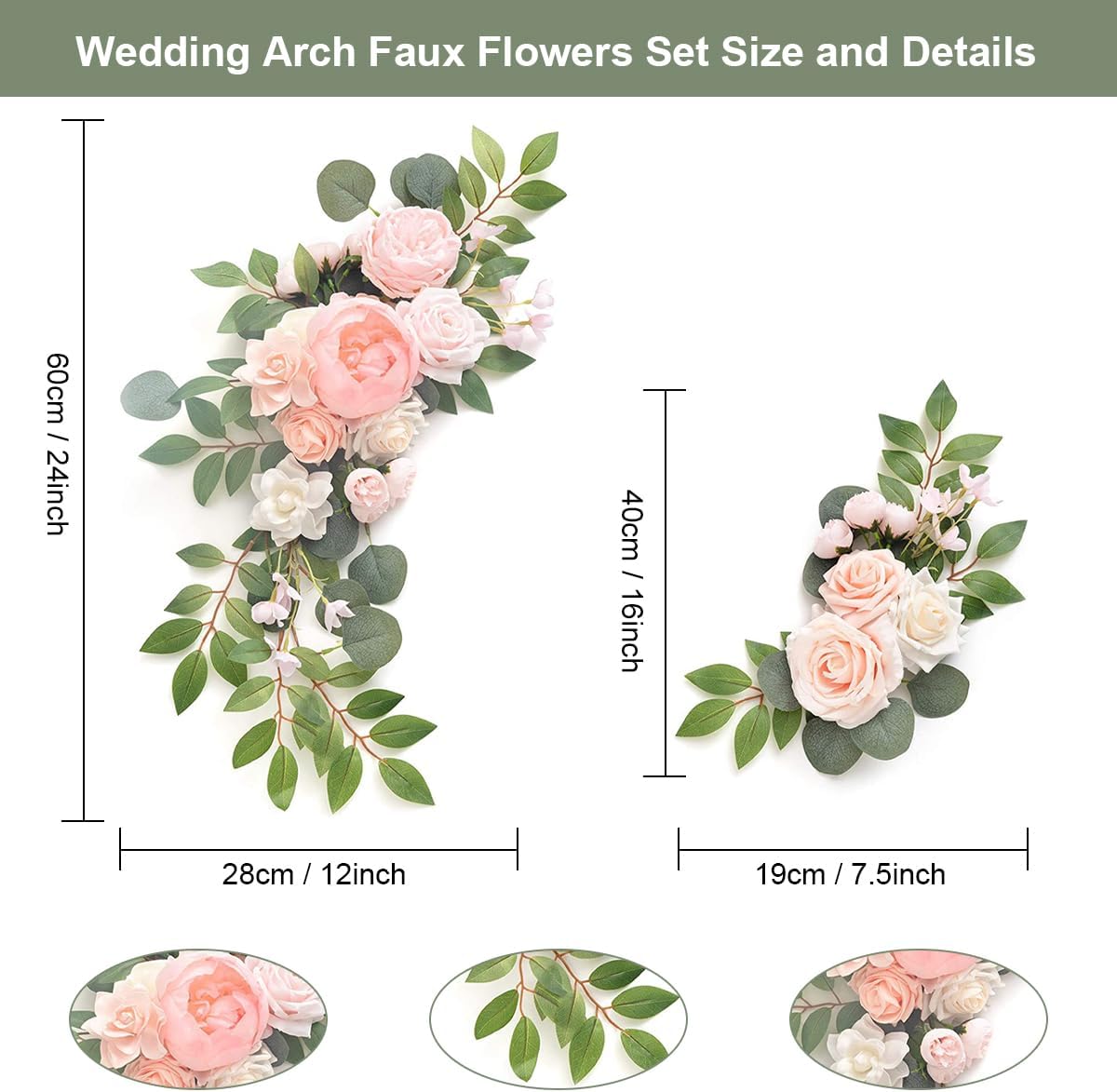 JOYWU 2 Pack Wedding Arch Faux Flowers Pink