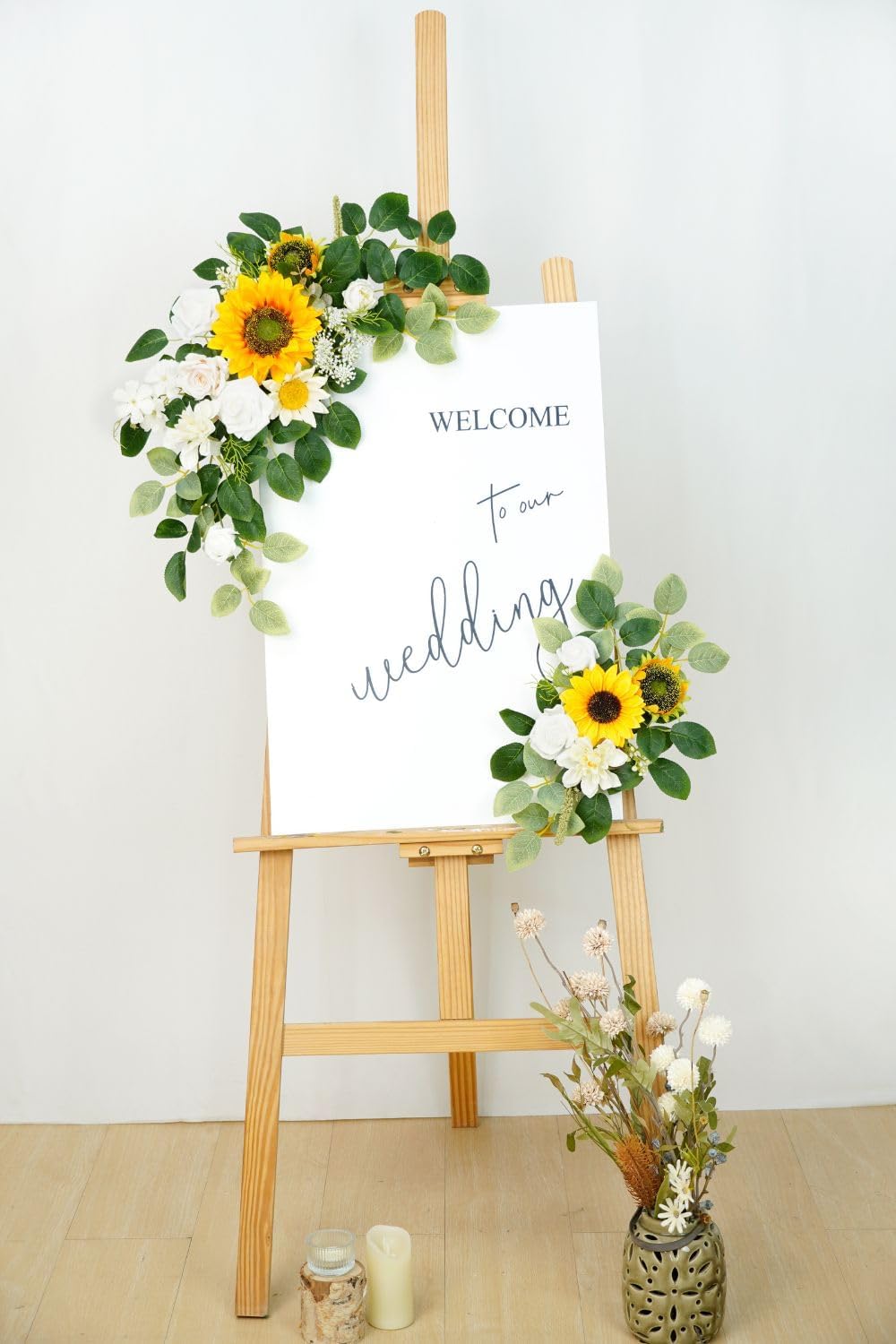 Piklado Wedding Decor Welcome Sign Flower Backdrop Garland