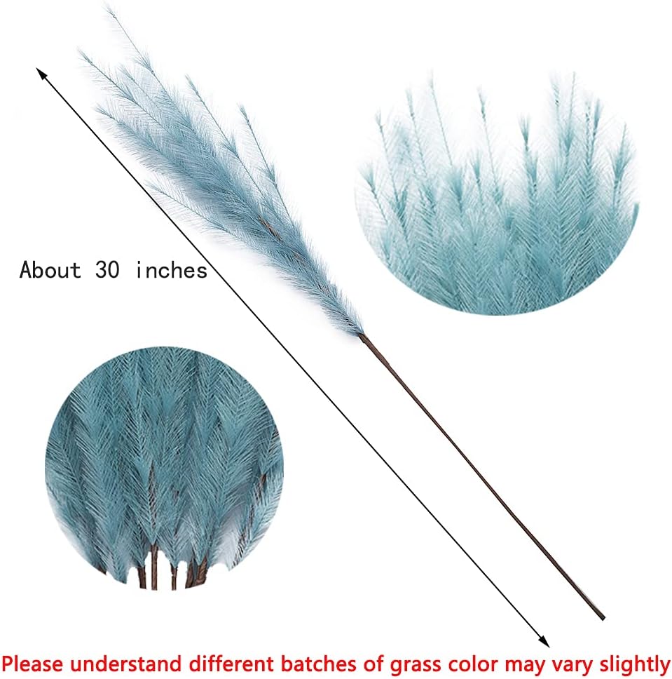 UiiziC Faux Pampas Grass 8 PCS 30 Inch Dusty Blue