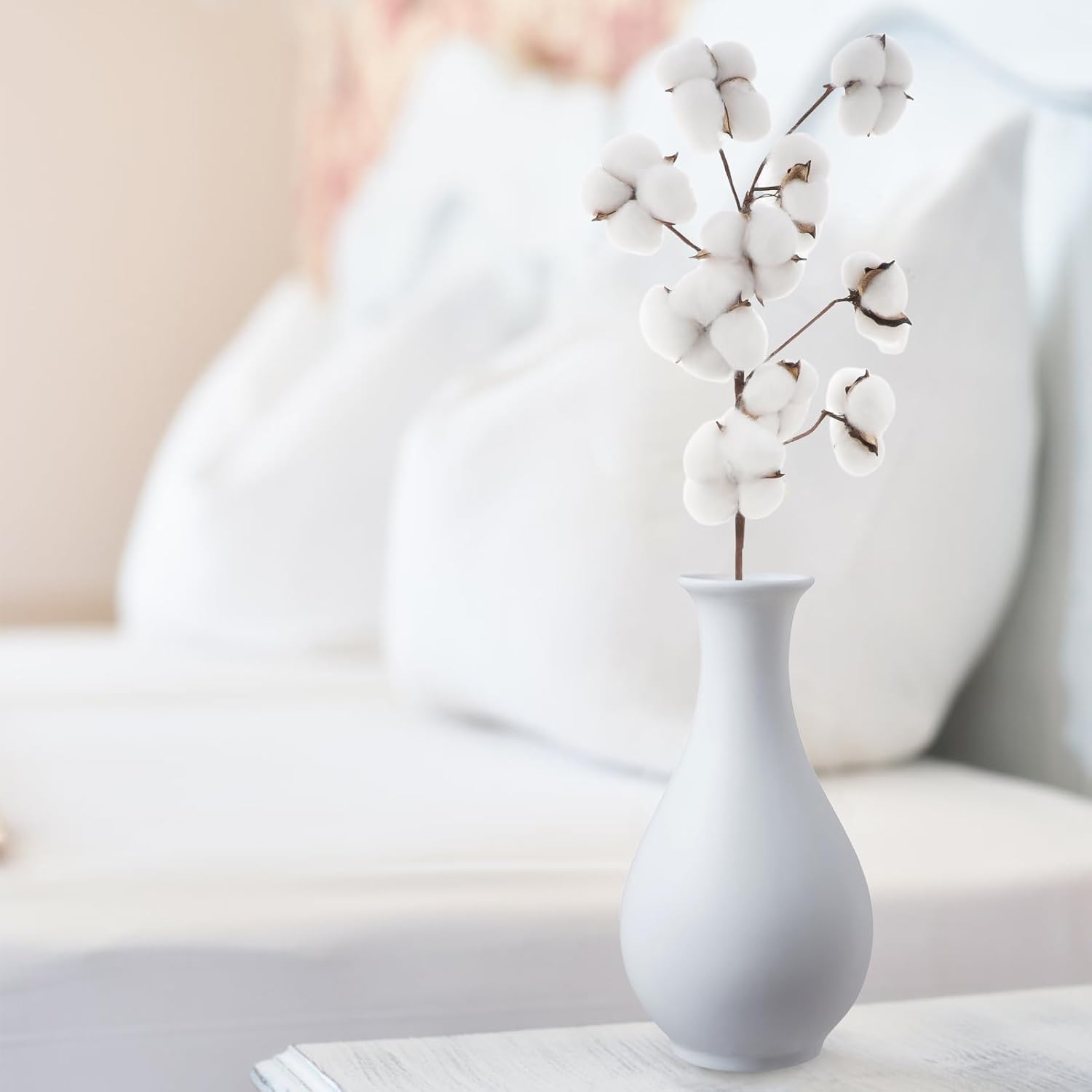 Ciieeo Artificial Cotton Flowers 10 Head Bunches