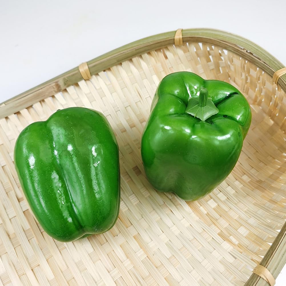 LOGOFUN 4pcs Artificial Green Pepper Display Props