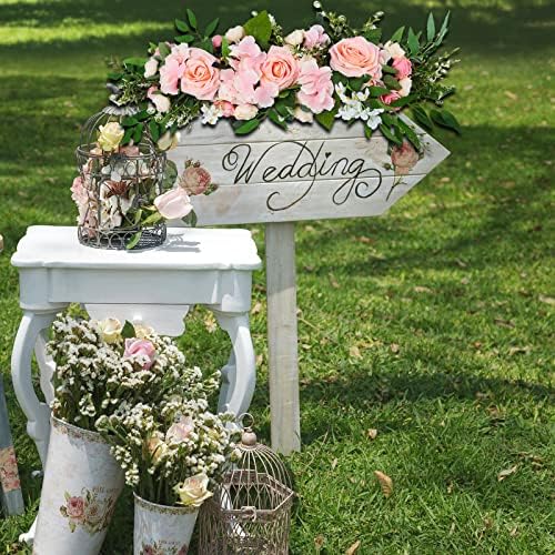 Artificial Rose Wedding Arch Decor Pink Floral Swag