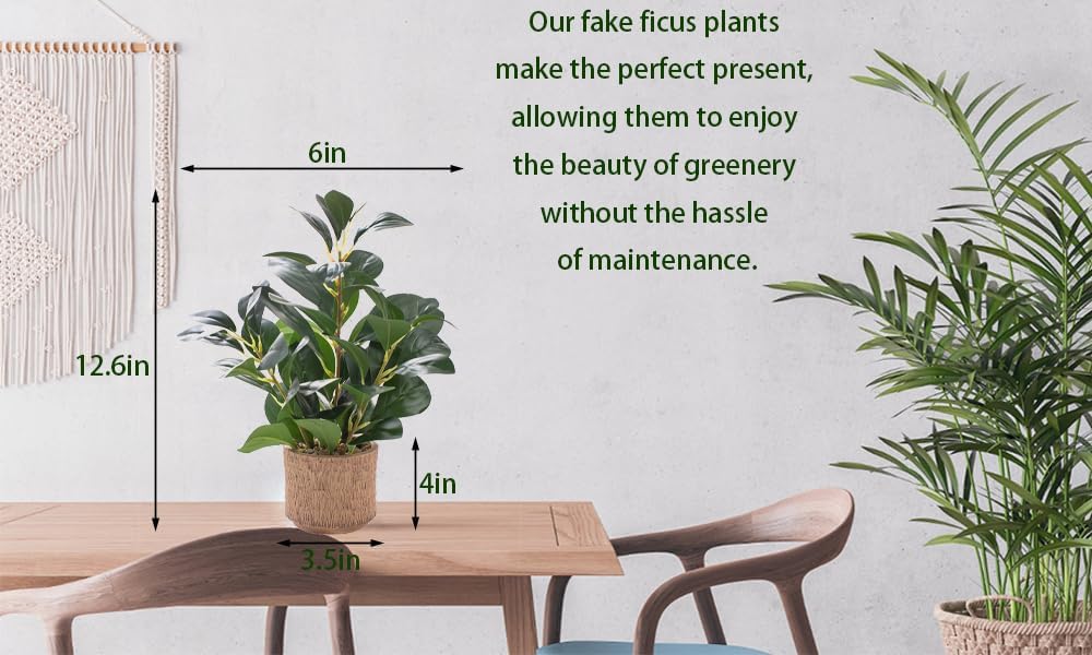 126 Inch Realistic Fake Ficus Plant in Brown Ceramic Vase