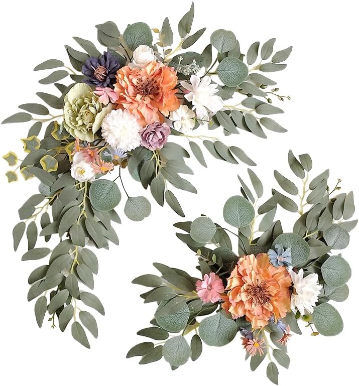 Lucky Flower 2 Pcs Wedding Sign Swag Set Orange