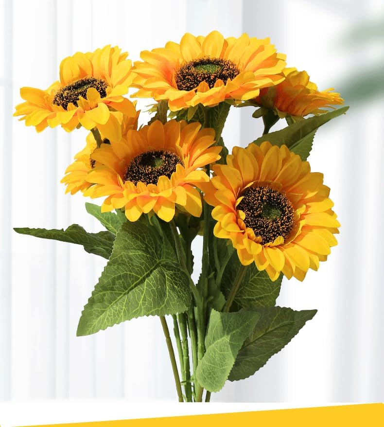 8PCS Artificial Yellow Sunflower Home Decor Set