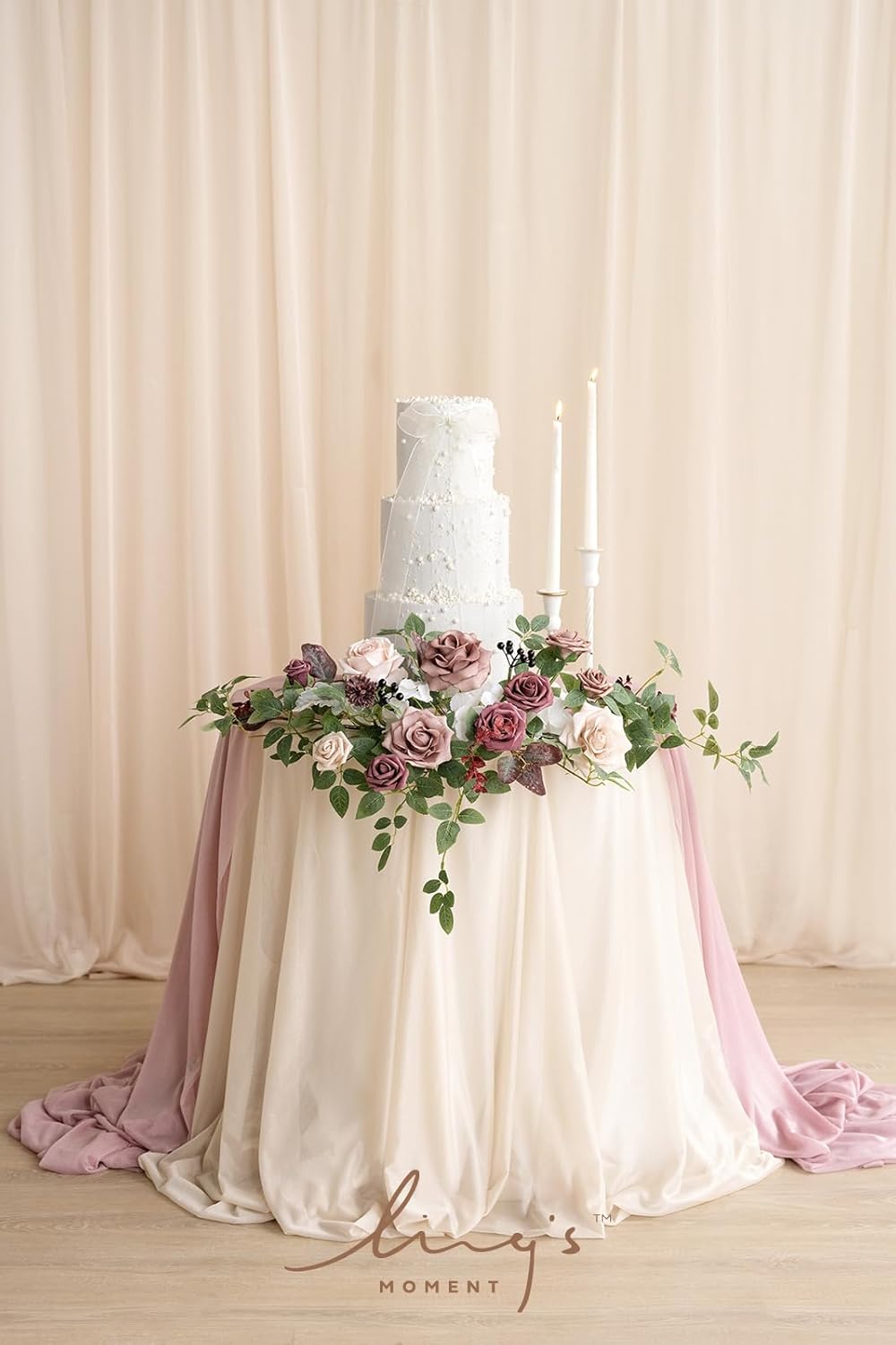Lings Moment Dusty Rose Mauve Artificial Flower Swag Arch Decor