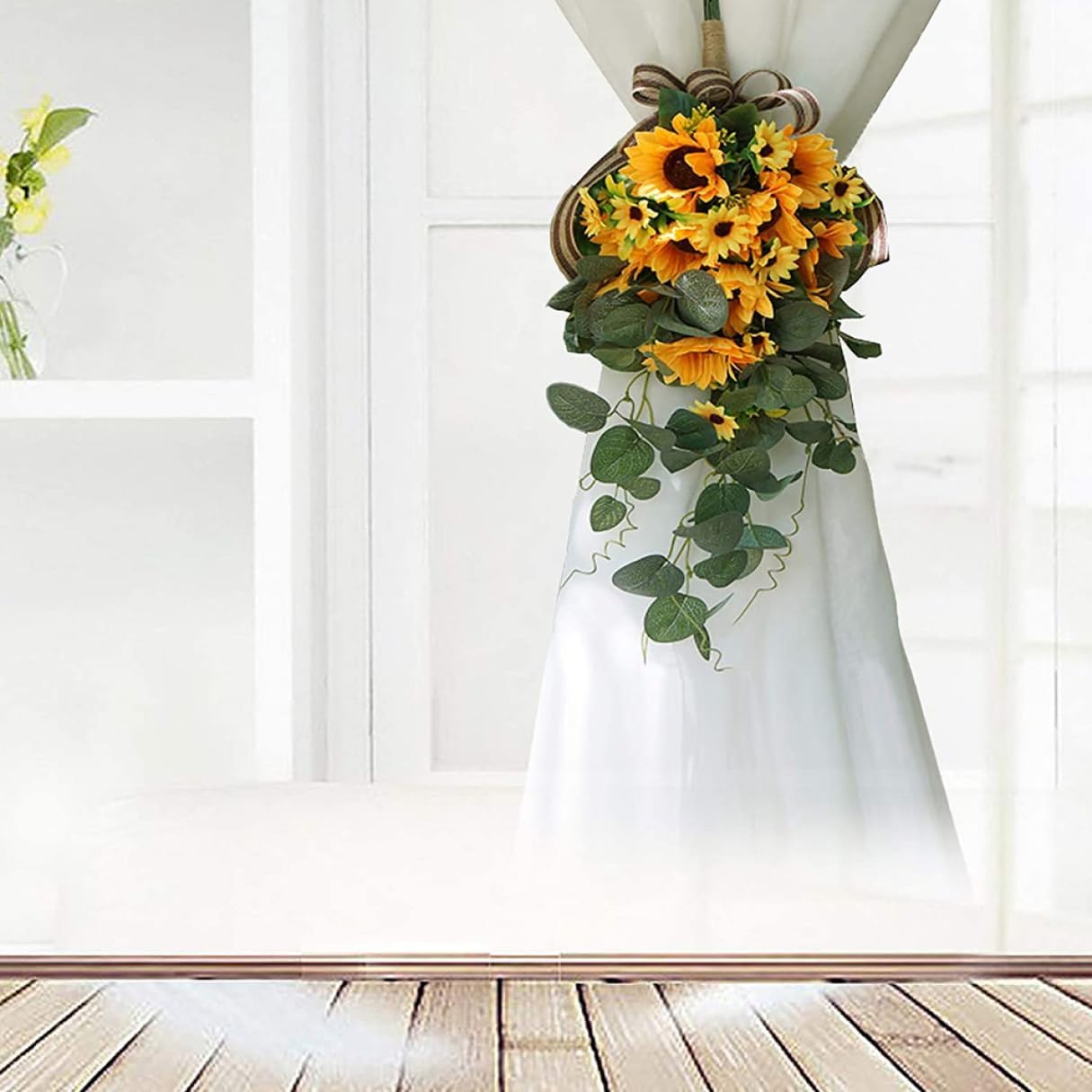 Kalastussaari Artificial Sunflower Teardrop Wreath Wall Hanging