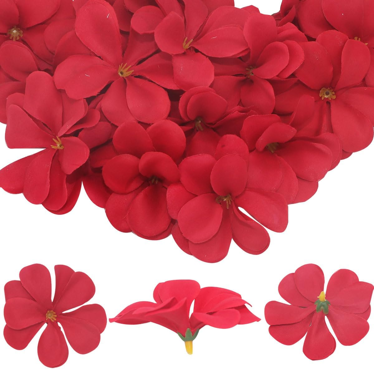 100 Pcs 28 Inch Red Artificial Plumeria Flower Heads