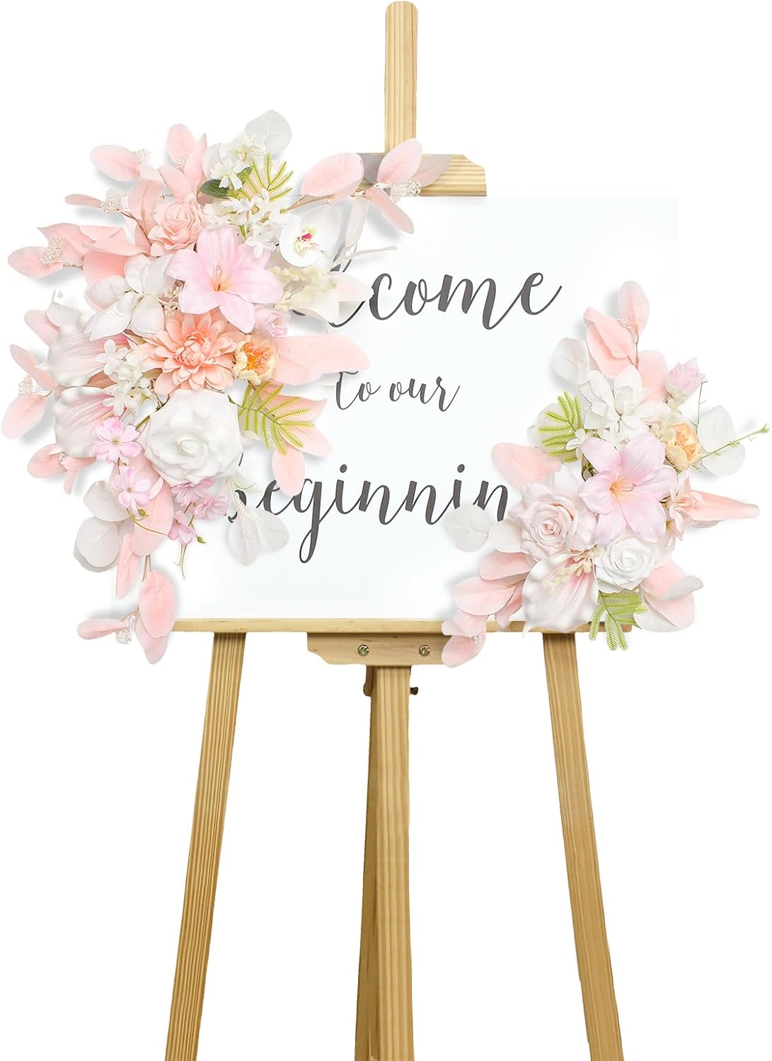 BASIMAN Set of 2 Wedding Flowers and Welcome Sign