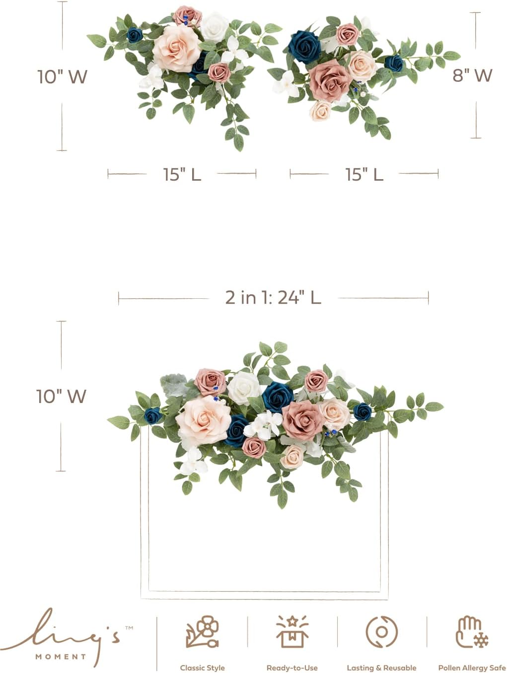 Lings Moment 2pcs Wedding Floral Swag Welcome Sign