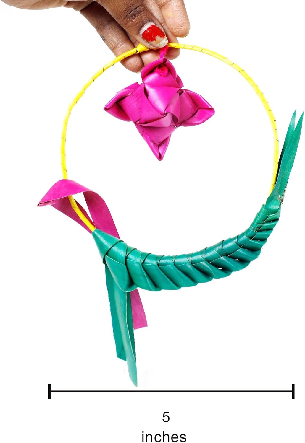 Palm Leaf Round Parrot Hanging Decor - Pack of 5