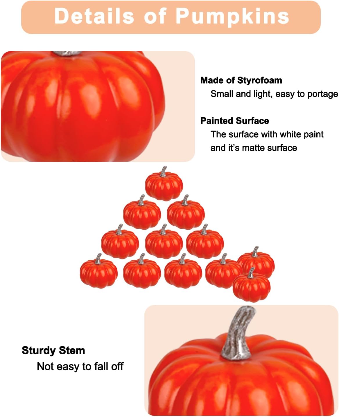 Vensovo 3 Inch Mini Foam Pumpkins - 12PCS Fall Decor