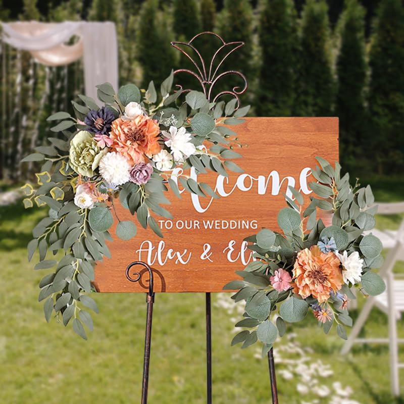 Lucky Flower 2 Pcs Wedding Sign Swag Set Orange