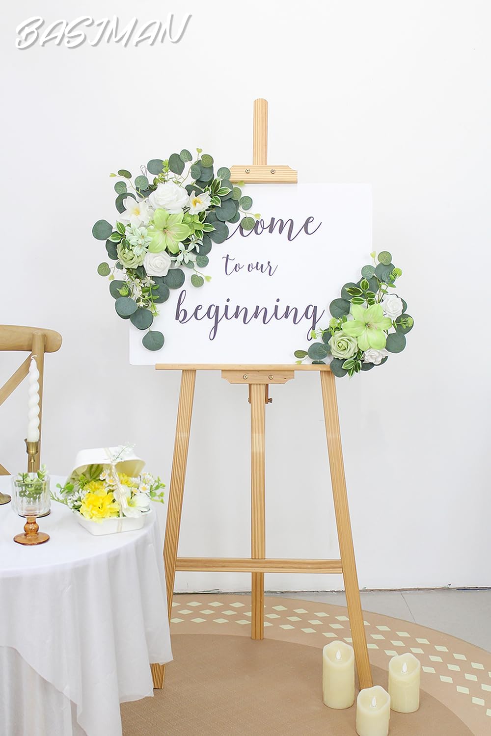 2pcs Wedding Arch Flowers Welcome Sign Decorations 1