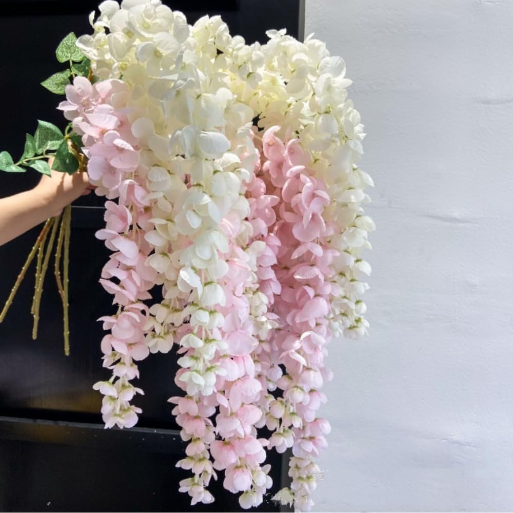 47 Inch Silk Amber Wisteria Artificial Flowers 2 Branches