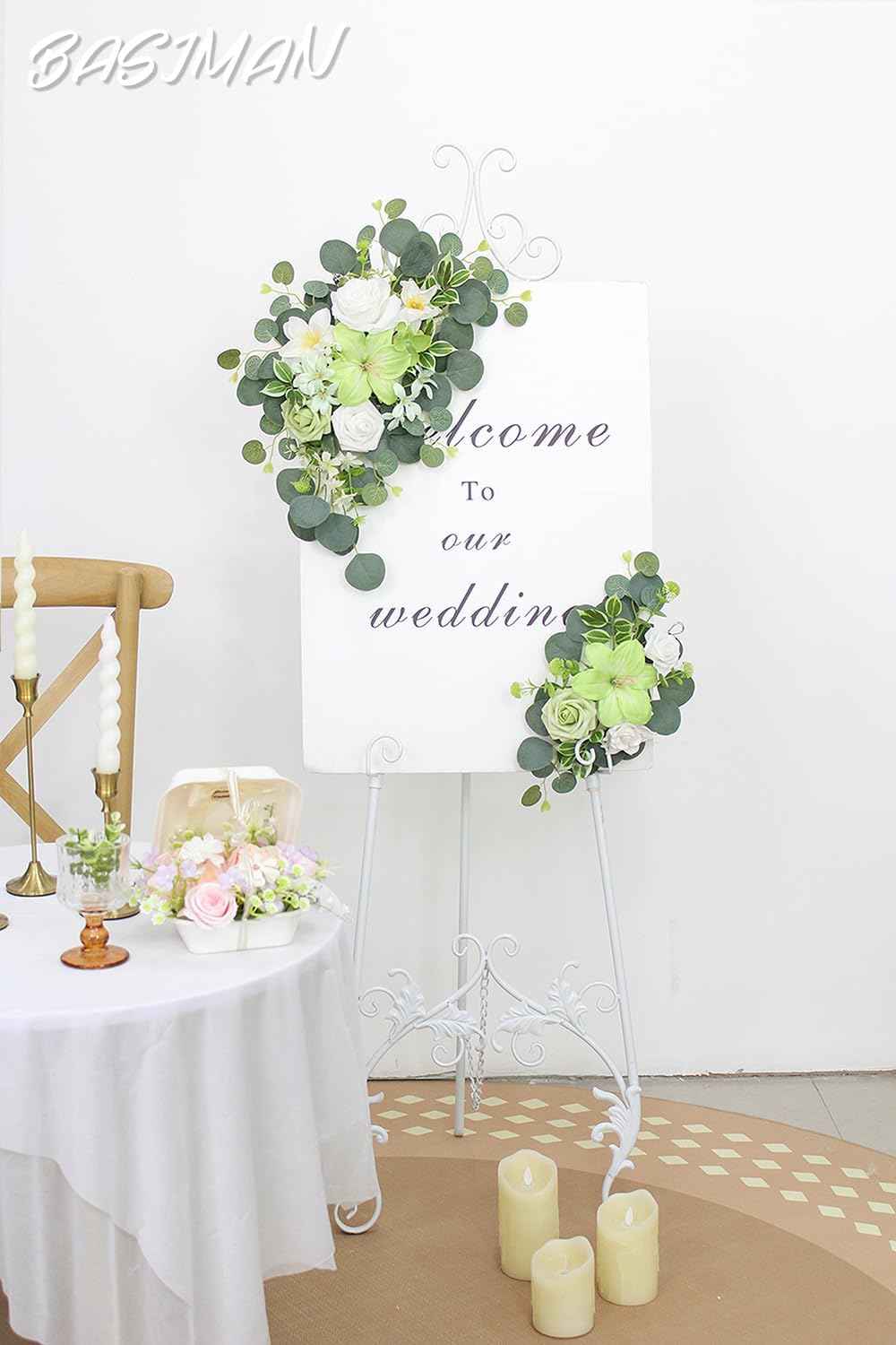 2pcs Wedding Arch Flowers Welcome Sign Decorations 1