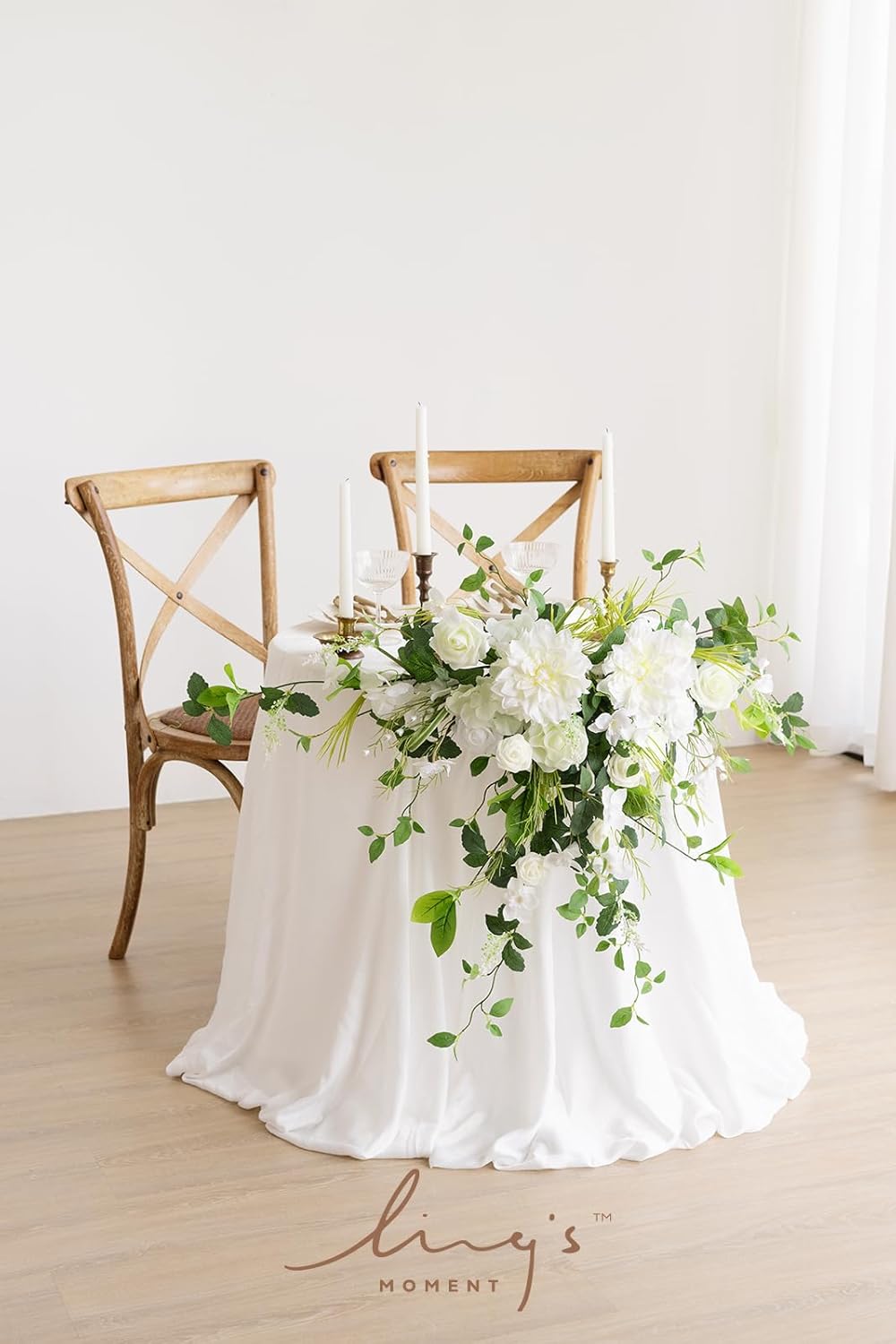 Lings Moment 2PCS White Sage Arch Flowers Artificial Floral Swags Wedding Centerpieces