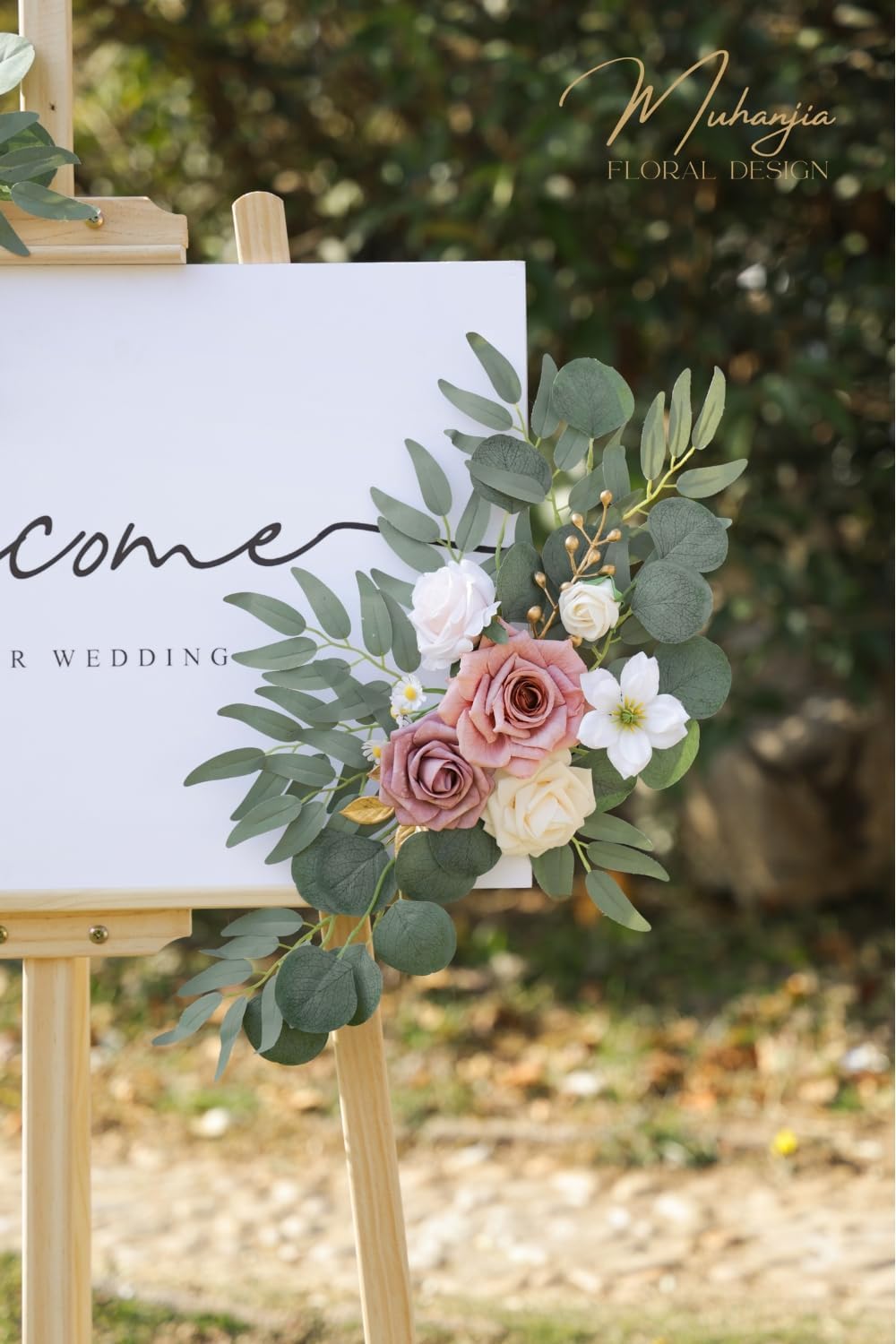 Muhanjia Wedding Sign Faux Flower Swag Pack of 2 1