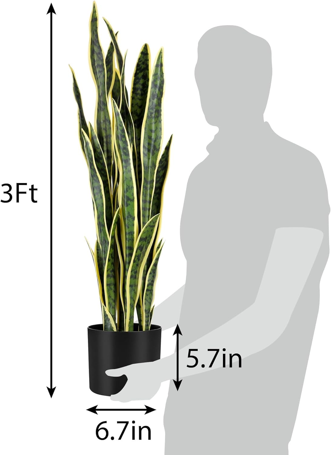 KOL 3ft 2PCS Artificial Snake Plant Yellow