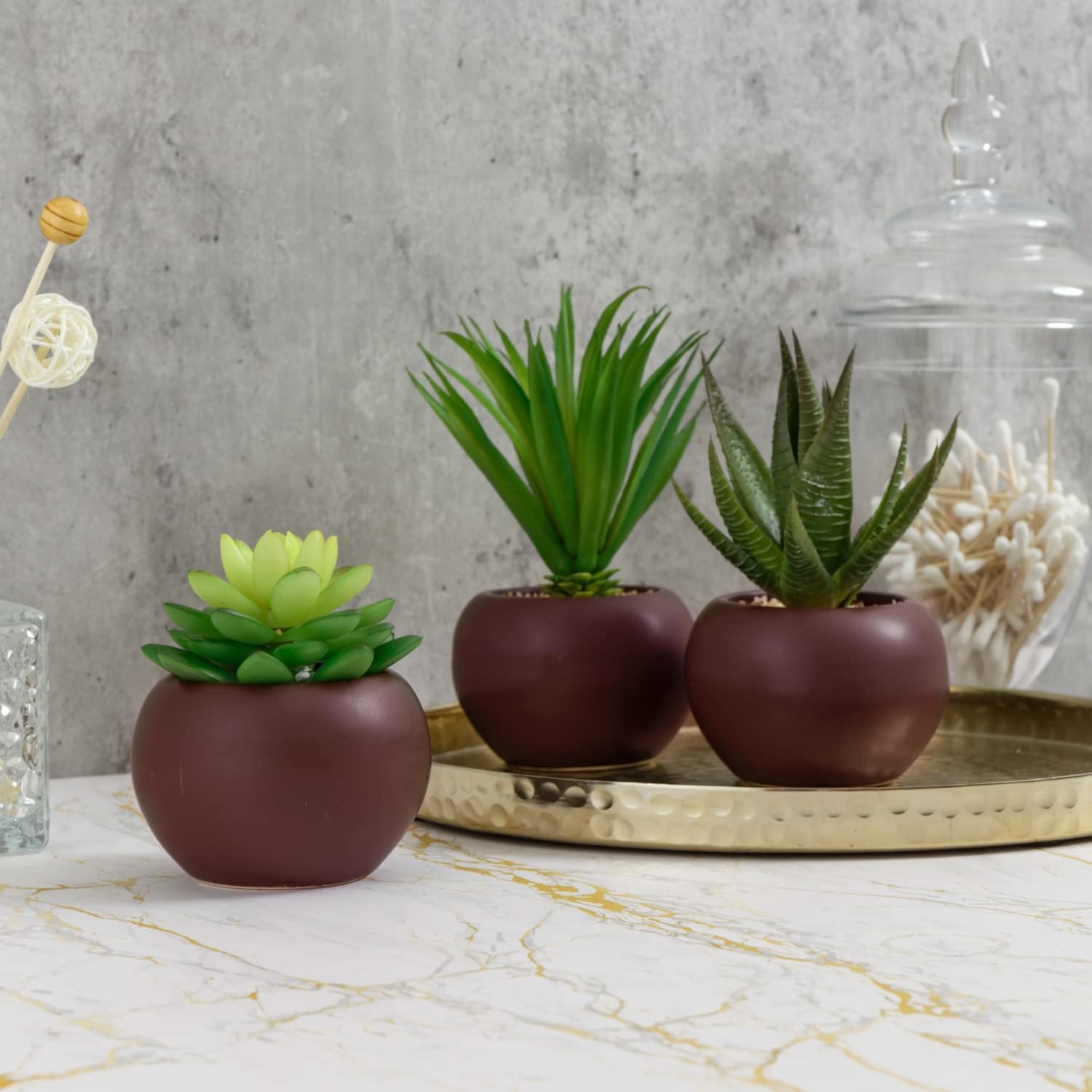 MyGift Artificial Succulent Plants Set of 3