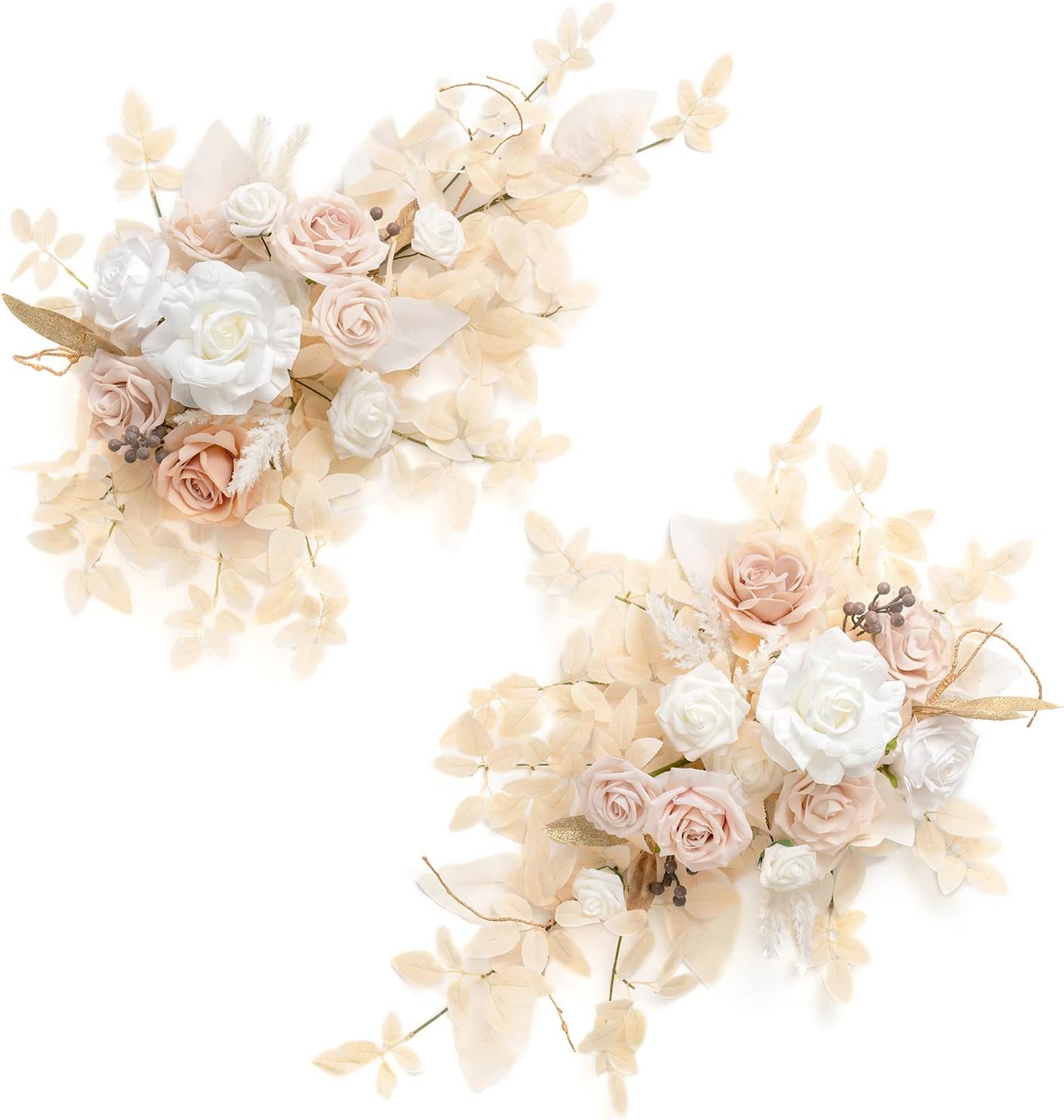 Lings Moment 2PCS White Beige Artificial Floral Centerpieces