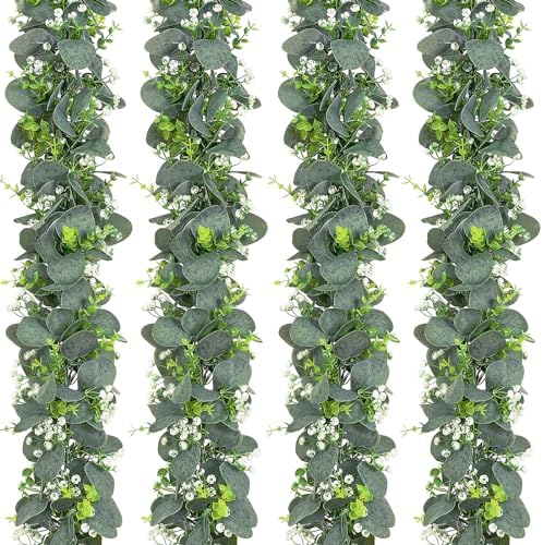Dolicer 4 Pack 6FT Artificial Eucalyptus Garland