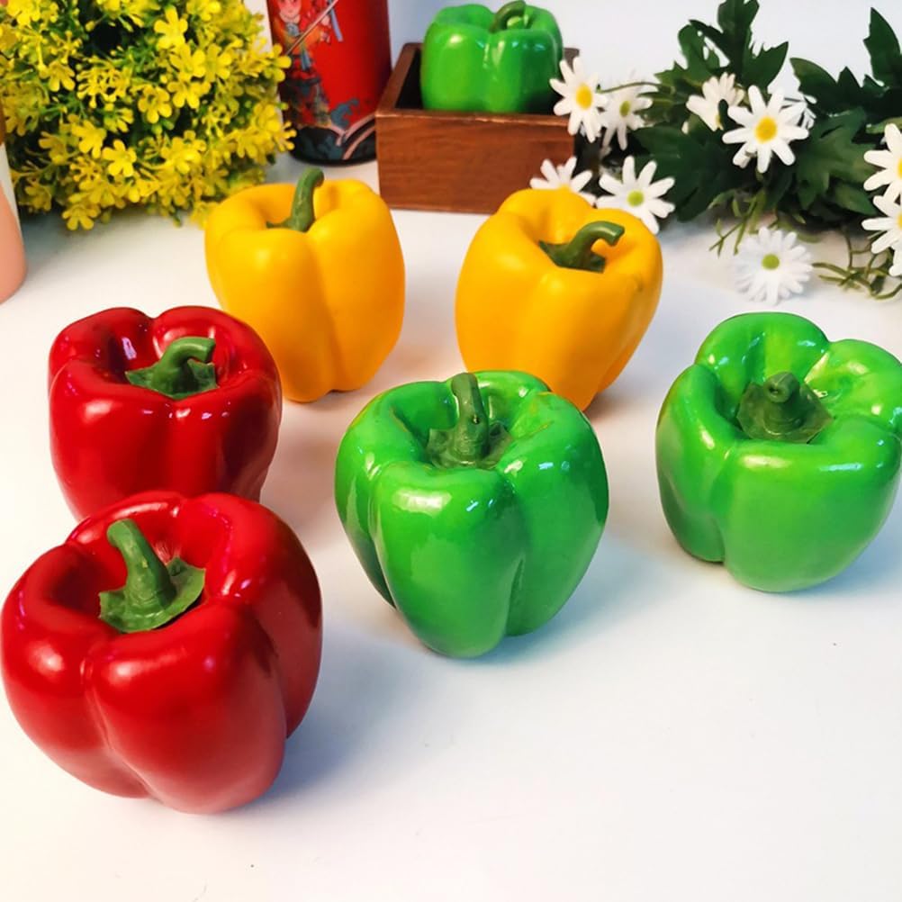 LUOZZY 4 Pcs Realistic Red Bell Pepper Artificial Vegetables 1