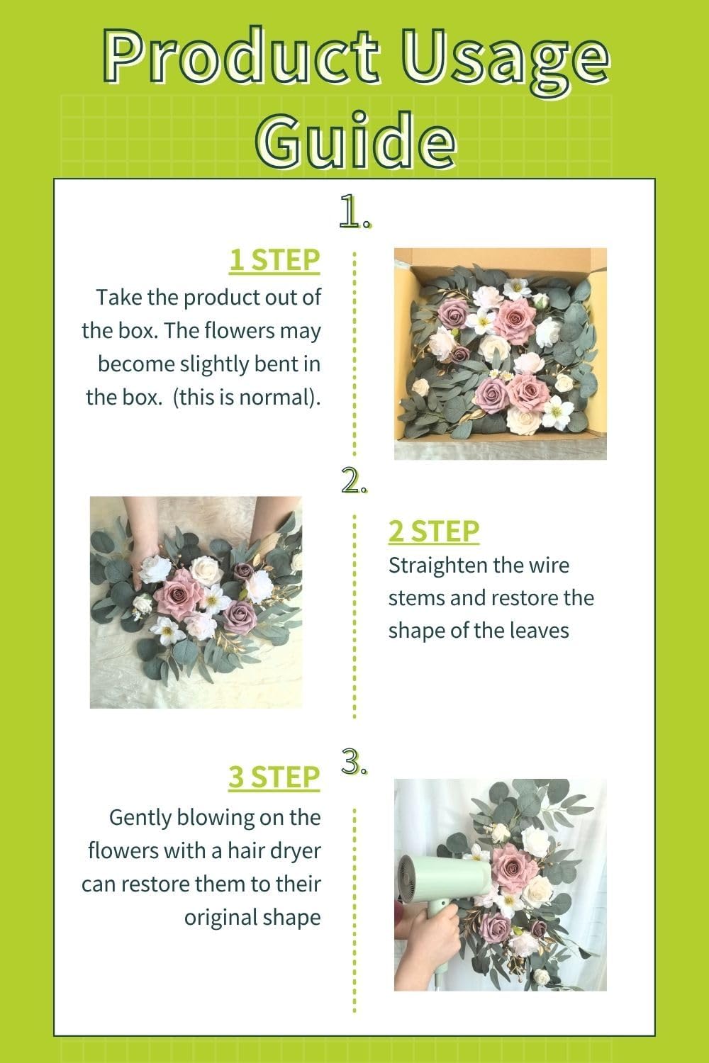 Muhanjia Wedding Sign Faux Flower Swag Pack of 2 1