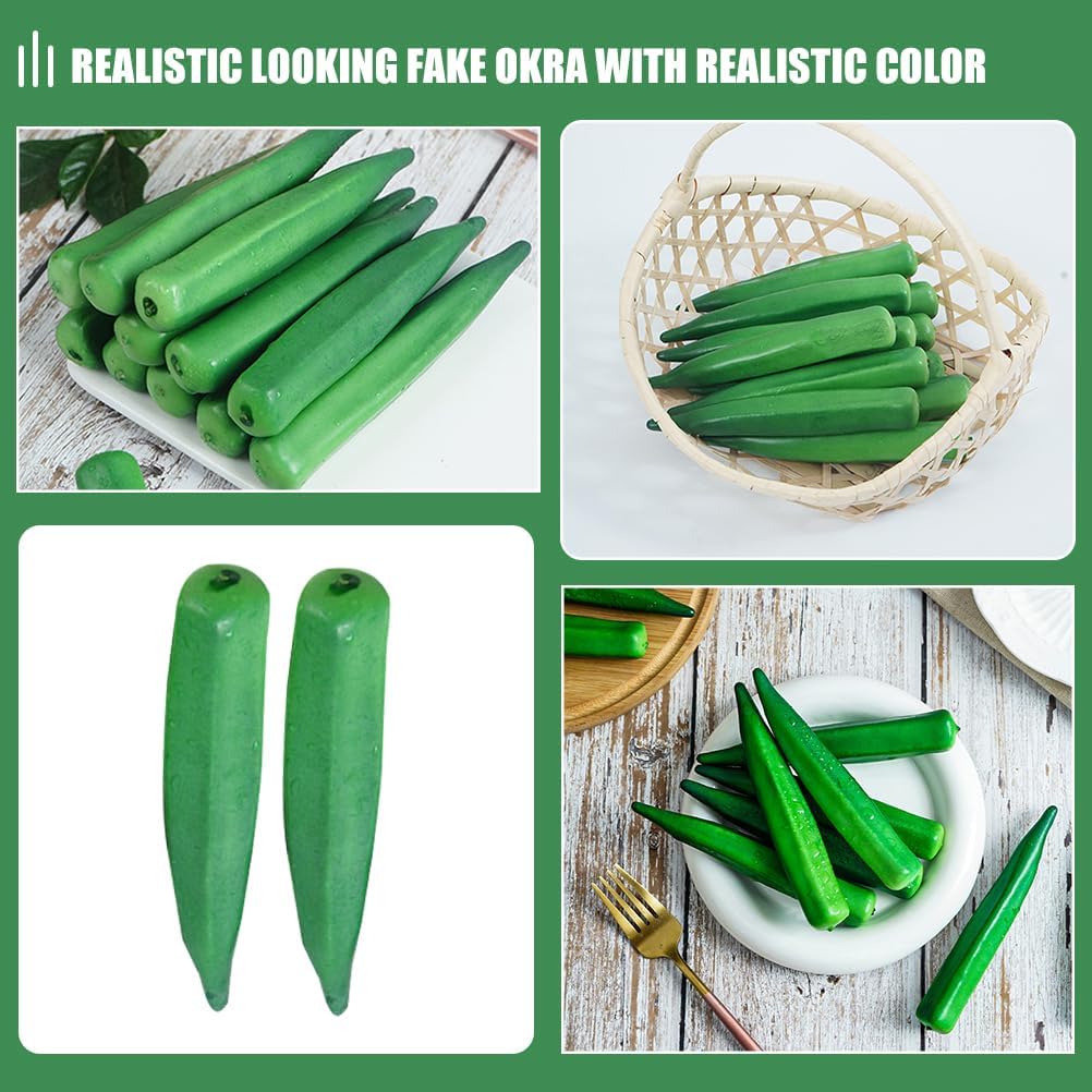 10Pcs Artificial Okra Display Props for Home Decor