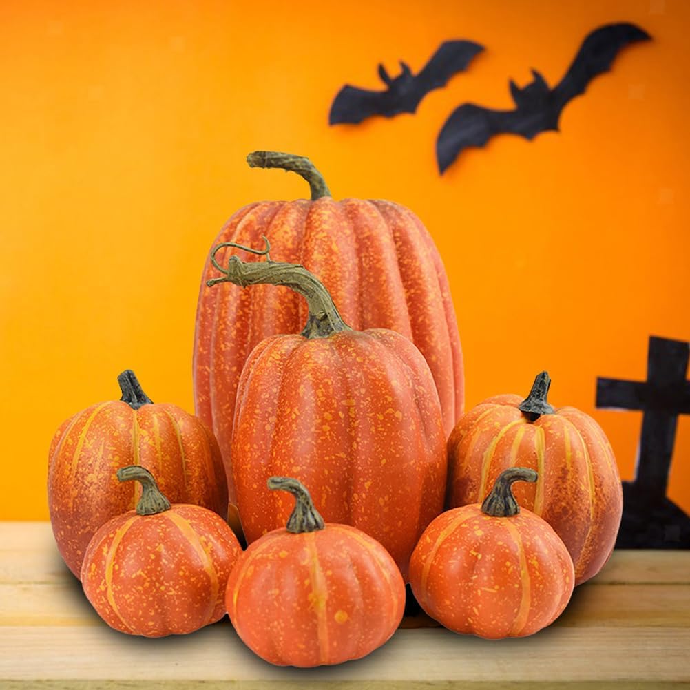 Cabilock Artificial Mini Pumpkins 7pcs Fall Decor