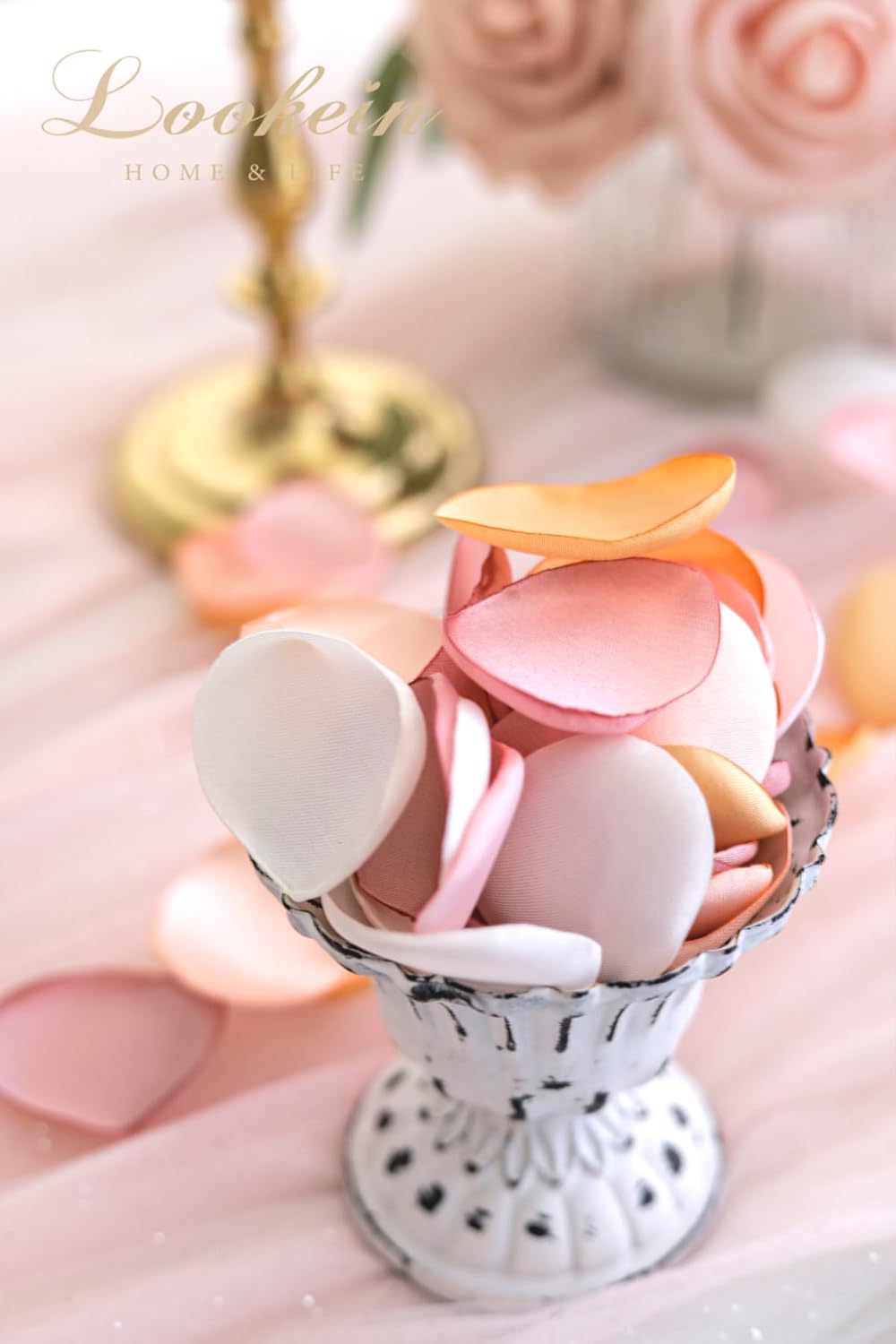 Lookein 300pcs Rose Petals Satin for Wedding Decorations