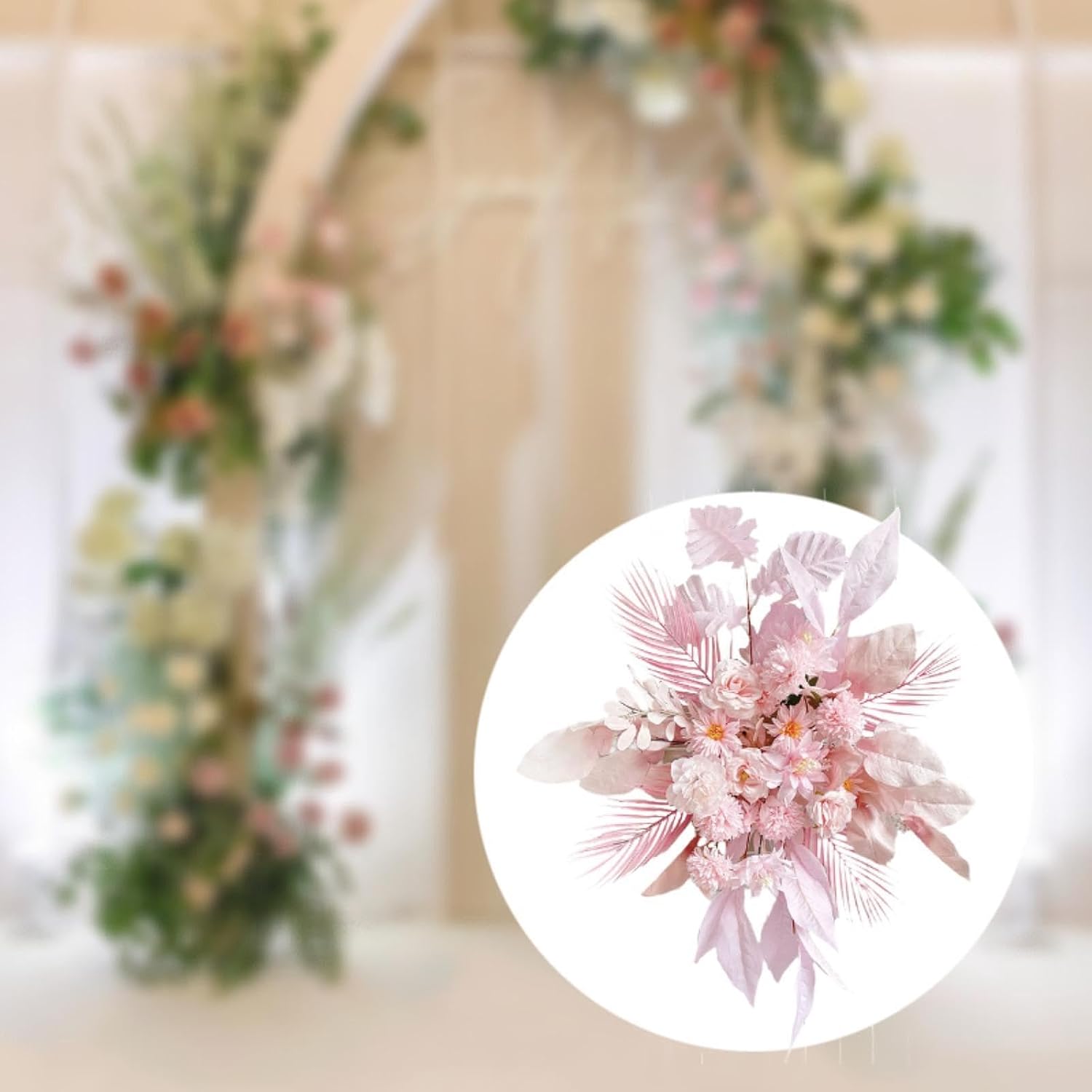 Menolana Artificial Pink Floral Swag for Fireplace and Front Door