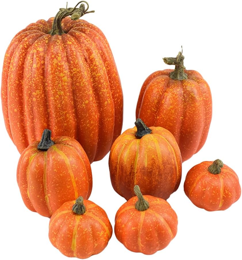 Cabilock Artificial Mini Pumpkins 7pcs Fall Decor