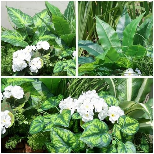 10 Bundles Artificial Greenery Plants and Flowers for Outdoor