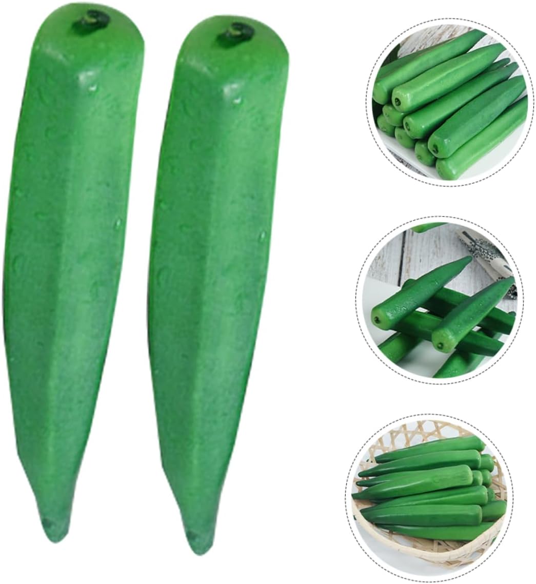 Vaguelly Realistic Fake Okra Artificial Vegetable Set