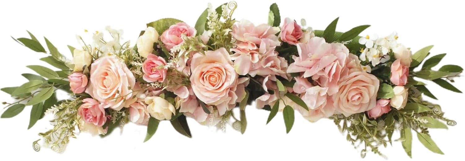 Artificial Rose Wedding Arch Decor Pink Floral Swag