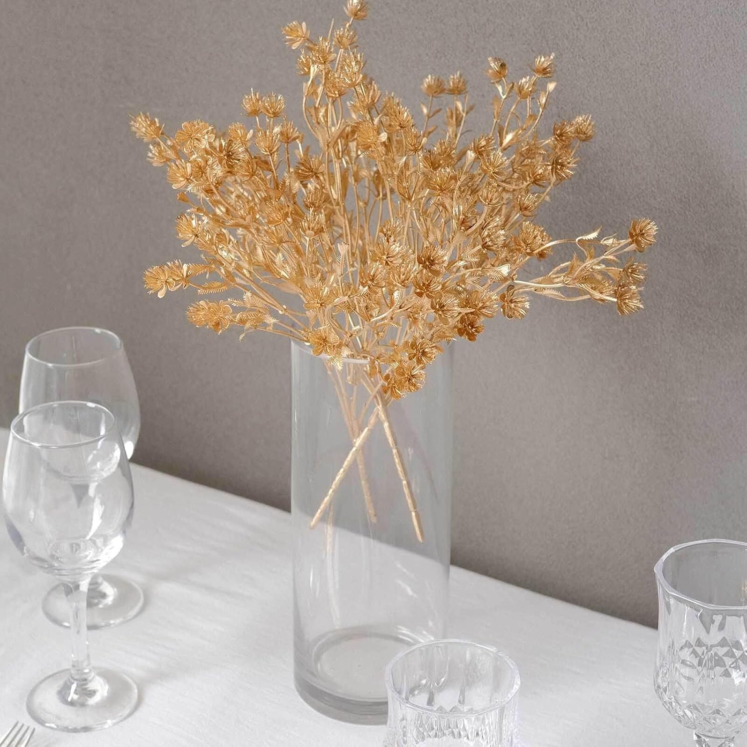 Efavormart 4 Pack Metallic Gold Babys Breath Flower Bouquets