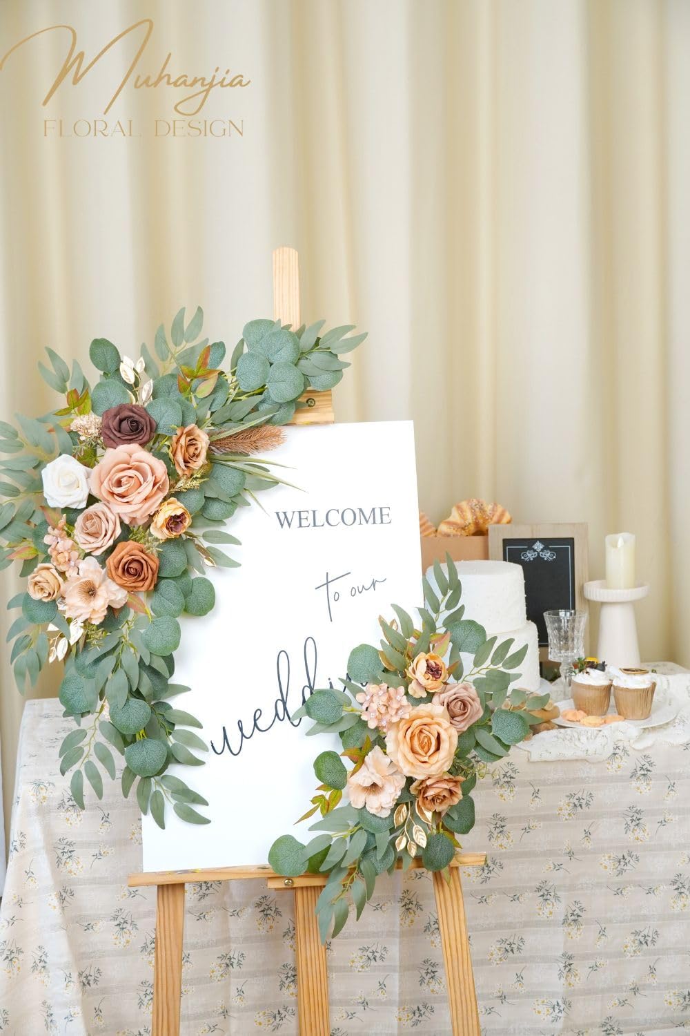 Terracotta Wedding Sign Faux Flower Swag Pack of 2
