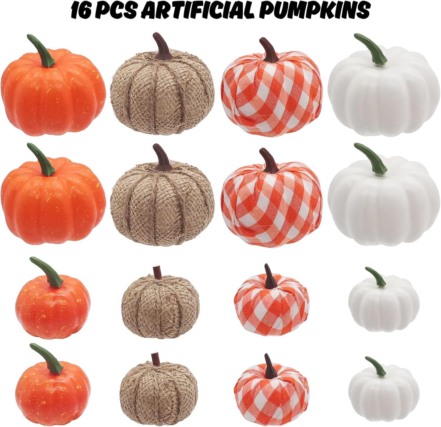 Ueerdand 16 Pc Fall Decor Artificial Pumpkins Set