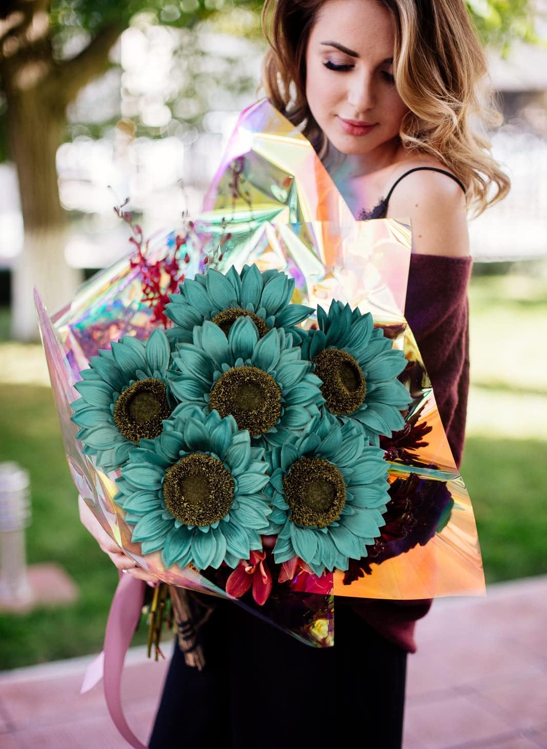 Hollyone Large Silk Sunflowers Artificial Flowers 6PCS 26 Long Stem Bouquet