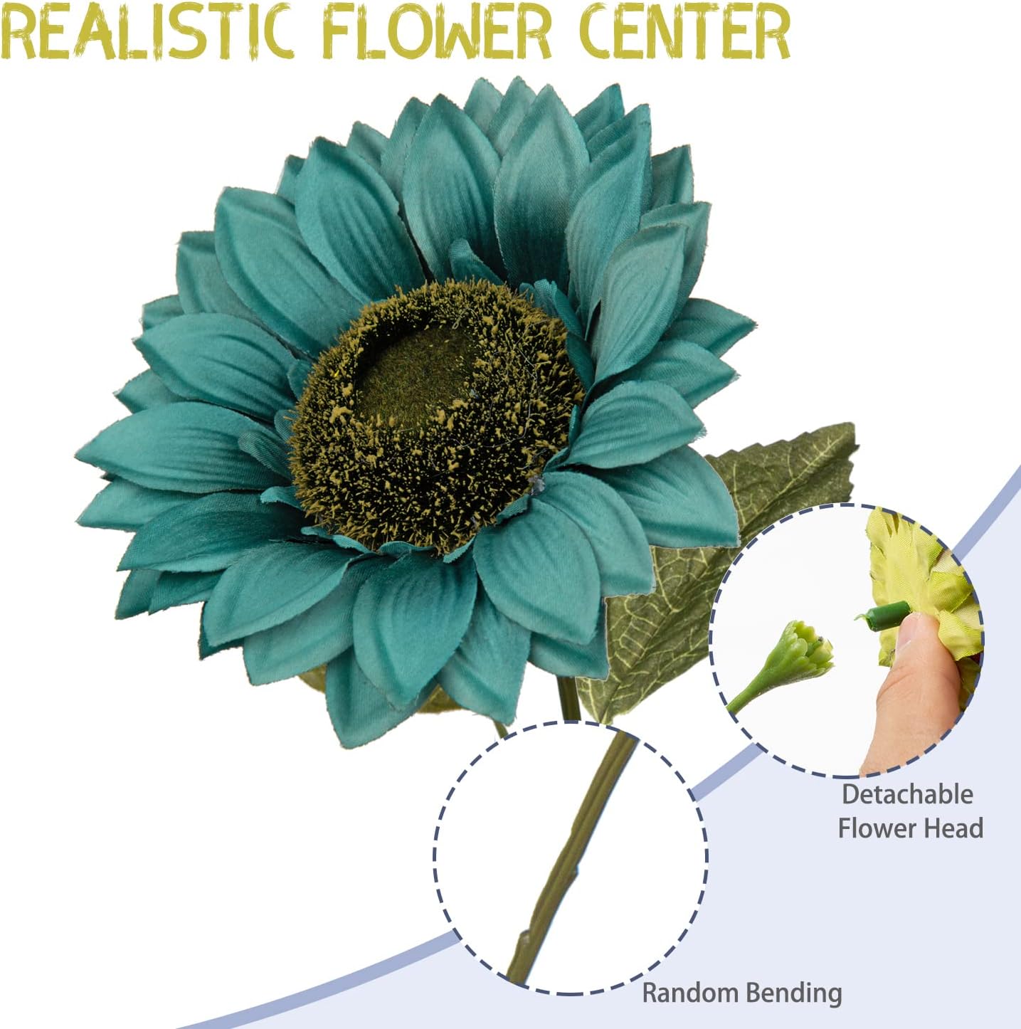 Hollyone Large Silk Sunflowers Artificial Flowers 6PCS 26 Long Stem Bouquet