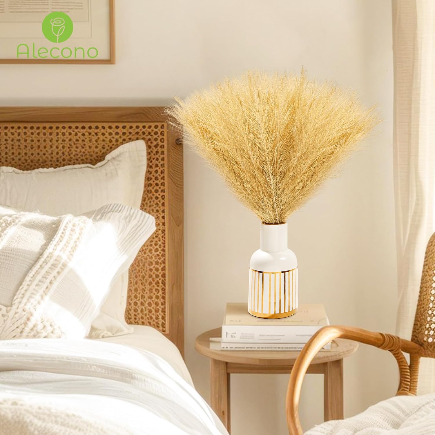 Alecono Gold Faux Pampas Grass 17 Inch Decor