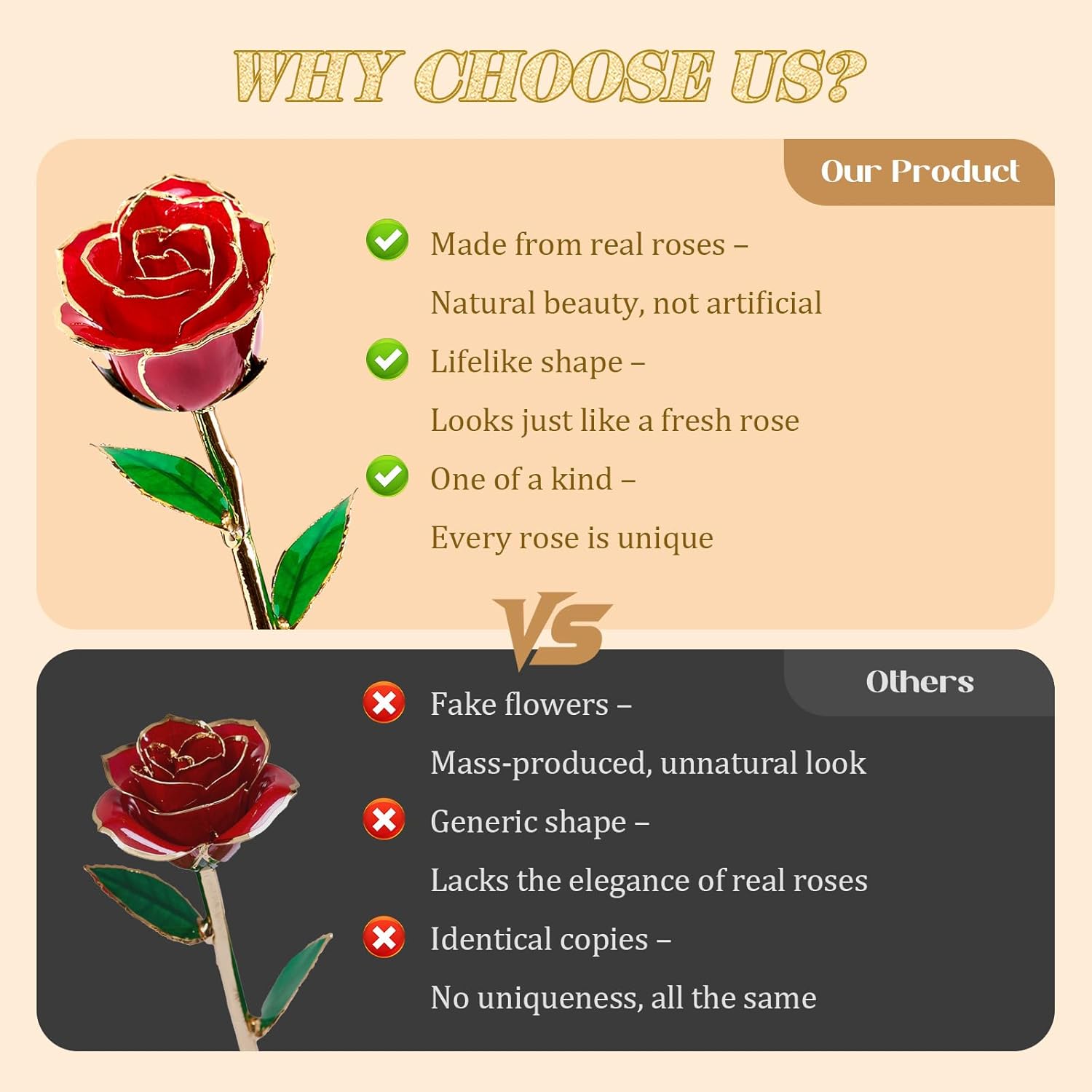 Mikasol Real 24K Gold Dipped Rose with Heart Puzzle Base