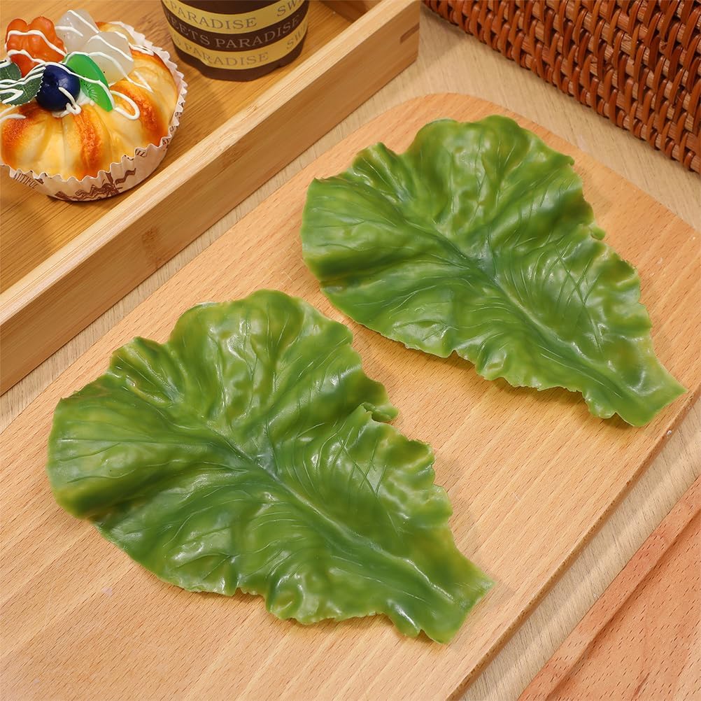 LOGOFUN 5Pcs Artificial Lettuce Leaves Lifelike Decor Props