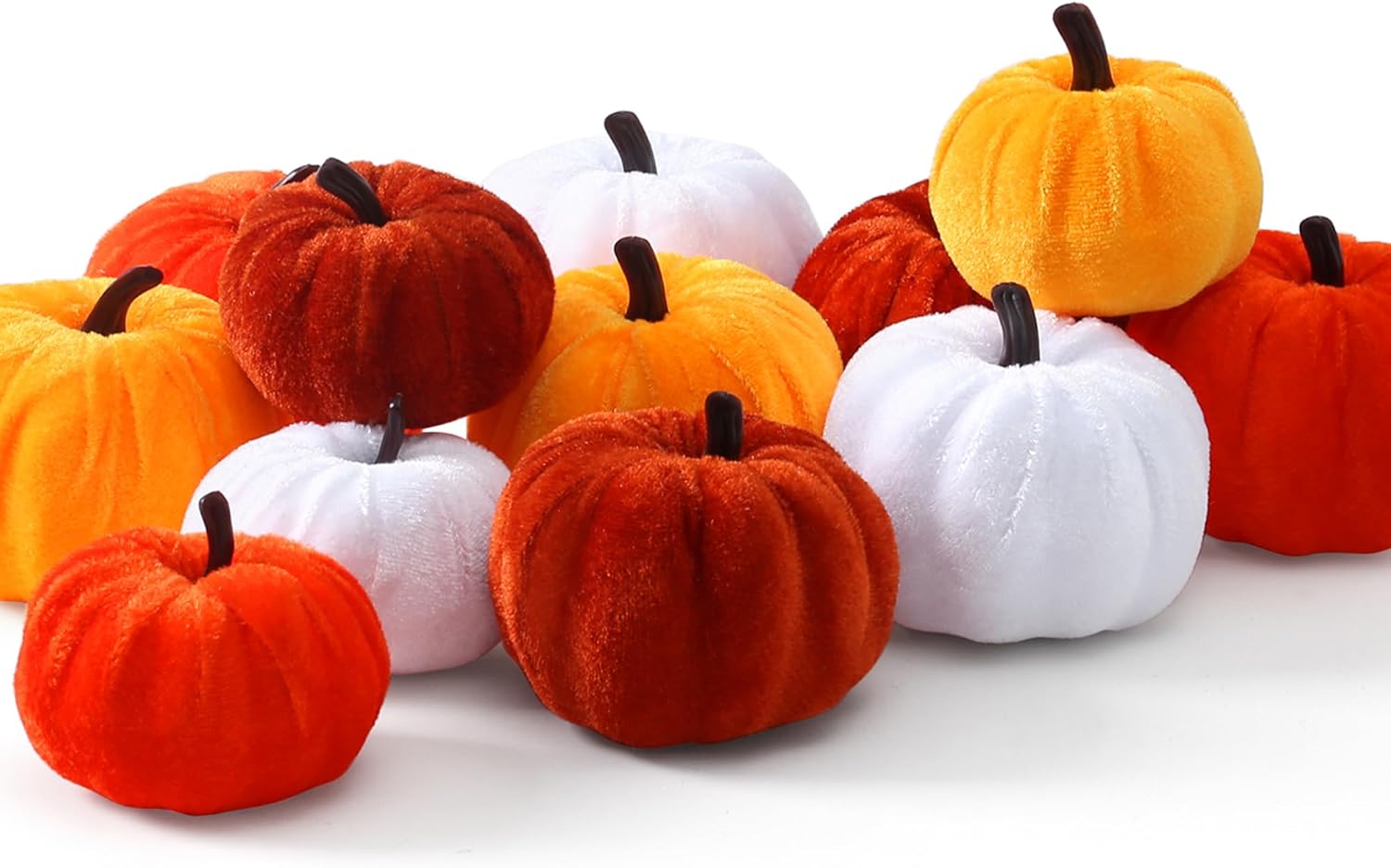 SITUMEIZI 12 Pcs Velvet Foam Pumpkins for Fall Decor