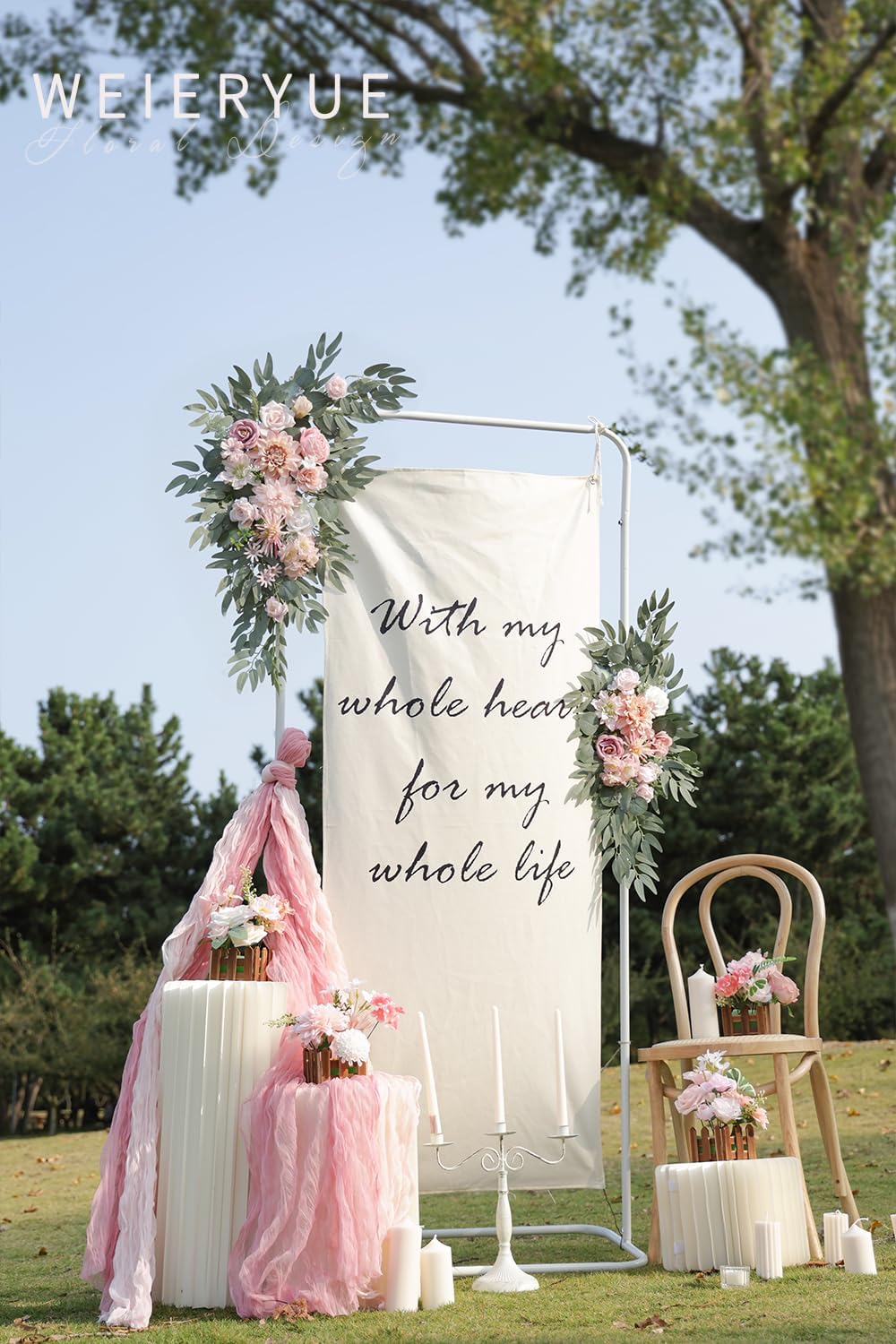 Artificial Wedding Arch Flowers Kit Romantic Pink