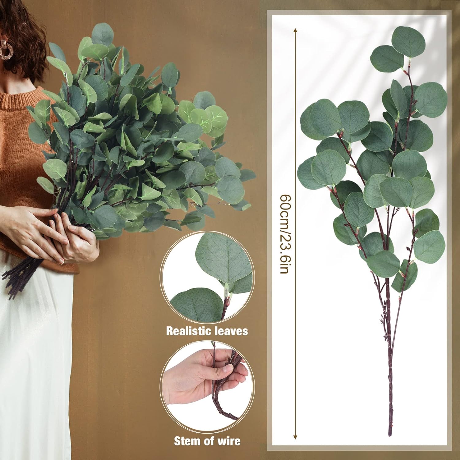 20 Pcs Artificial Eucalyptus Stems for Decor